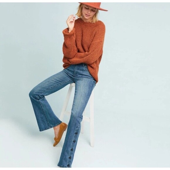 Anthropologie Pilcro Letterpress High Rise Bootcut Button Leg Jeans Sz 30 - Picture 1 of 14